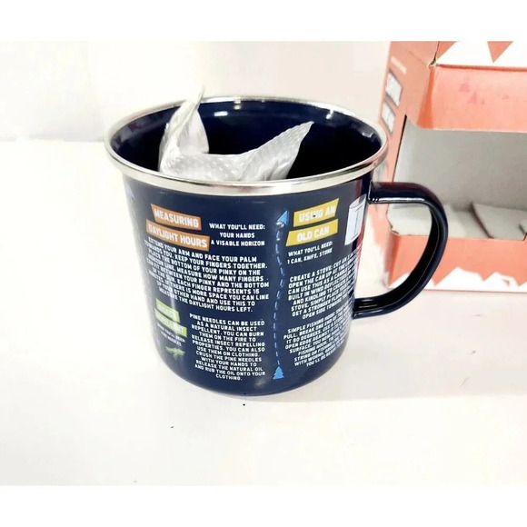 Survival Guide Enamel Mug Cup with Carabiner Dark Blue by Gift Republic - Picture 7 of 9